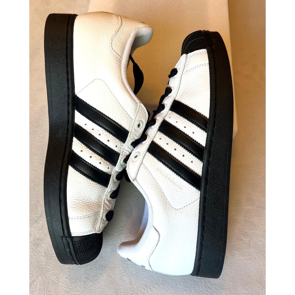 Adidas Superstar Mens White Black Shell Toe Sneakers Low Top Shoes ID0124 10.5